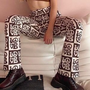 House of Sunny All You Need Is Love graphic pants